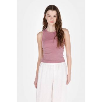 Top striat cu croiala slim-fit