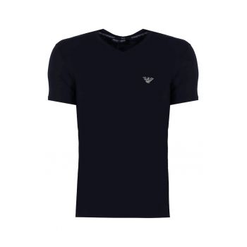 Tricou cu decolteu in V si detaliu logo -