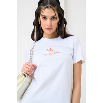 Tricou cu decolteu la baza gatului si imprimeu logo