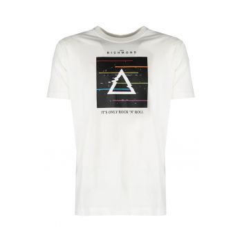 Tricou cu imprimeu foto si decolteu la baza gatului -