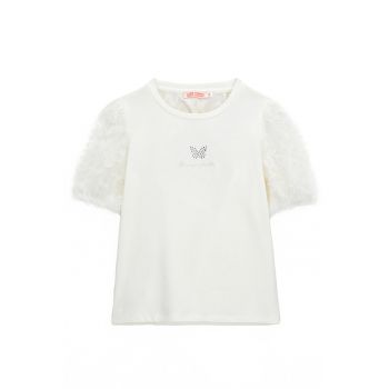 Tricou din amestec de bumbac cu decolteu la baza gatului