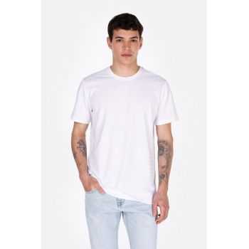 Tricou din amestec de bumbac cu decolteu la baza gatului