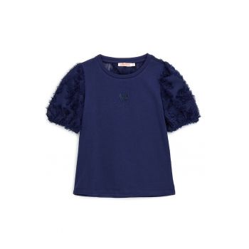 Tricou din amestec de bumbac cu decolteu la baza gatului