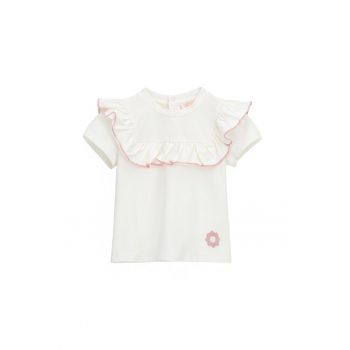 Tricou din amestec de bumbac cu volane
