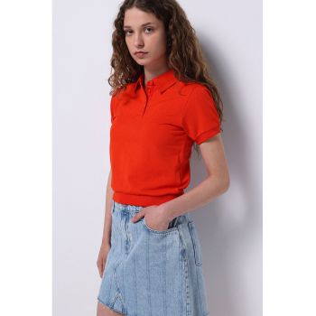 Tricou polo crop cu model uni