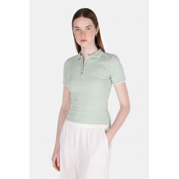 Tricou polo slim-fit cu terminatii contrastante
