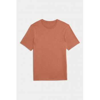 Tricou uni cu decolteu rotund