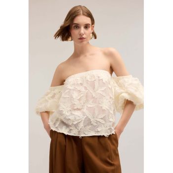 Bluza din amestec de lyocell cu maneci bufante