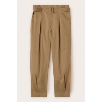 Pantaloni crop conici cu pliuri frontale