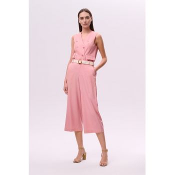 Pantaloni culotte din amestec de in cu curea
