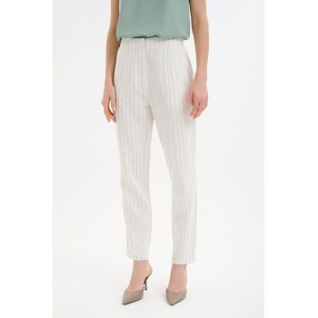 Pantaloni din amestec de bumbac cu talie inalta