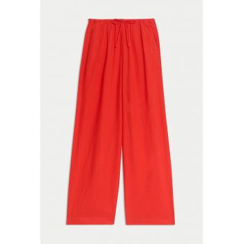 Pantaloni din amestec de in cu croiala ampla