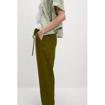Pantaloni din amestec de in cu snur