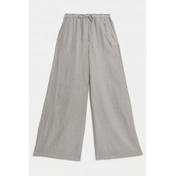Pantaloni din in cu croiala ampla