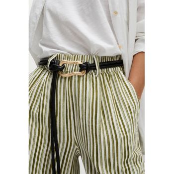 Pantaloni drepti din amestec de in