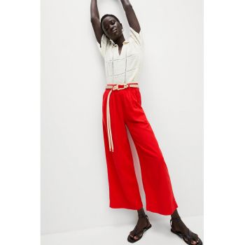 Pantaloni drepti din amestec de in