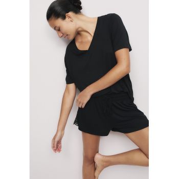 Pantaloni scurti de pijama cu insertii de dantela