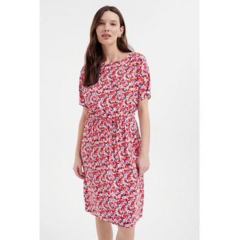 Rochie cu cordon in talie si model floral