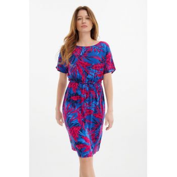 Rochie cu cordon in talie si model floral