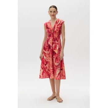 Rochie din amestec de in cu decupaj