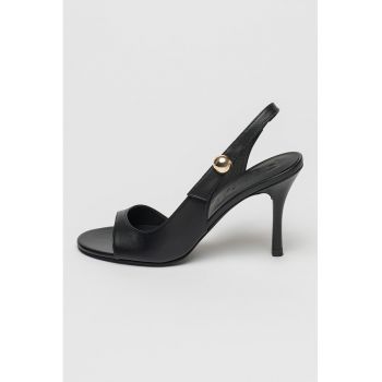 Sandale de piele cu toc clasic