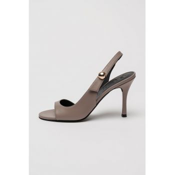 Sandale de piele cu toc clasic