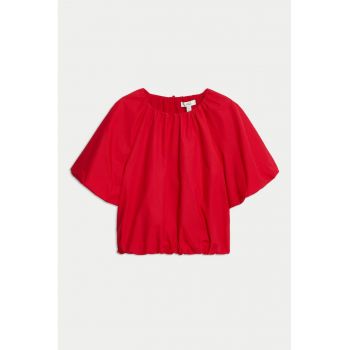 Top crop be bumbac cu model bufant