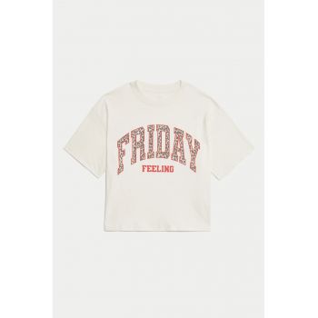 Tricou de bumbac cu maneci cazute