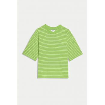Tricou din bumbac cu model in dungi