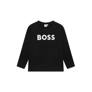 Bluza cu decolteu la baza gatului si imprimeu logo contrastant