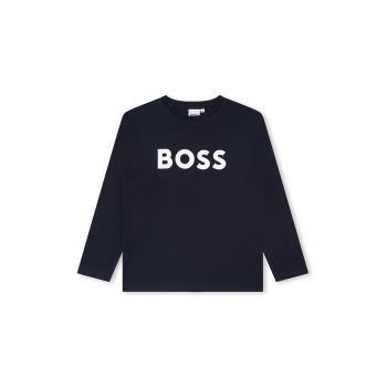 Bluza cu decolteu la baza gatului si imprimeu logo contrastant