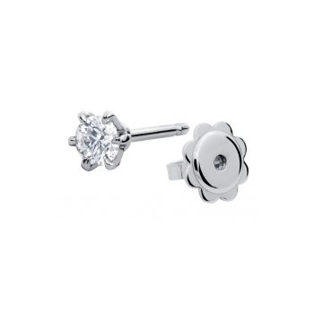 Cercel tip stud - aur 18k - diamant natural 0.20 ct -  Argintiu