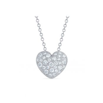 Colier cu pandantiv inima - aur 18k - diamante naturale 0.50 ct -  Argintiu