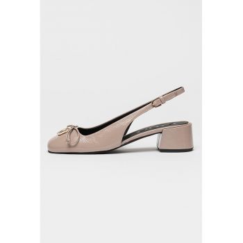 Pantofi slingback de piele cu toc masiv YJ38BAL-Y57000