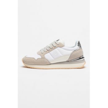 Pantofi sport din piele intoarsa cu garnituri contrastante