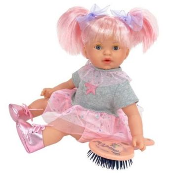 Papusa Nines D Onil, Alex Star, cu parul roz, ambalata in saculet, cu miros de vanilie, 40 cm