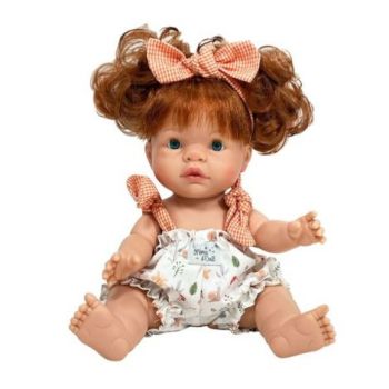 Papusa Nines D Onil, Joy, cu parul roscat, cu fundita roz, cu miros de vanilie 37 cm