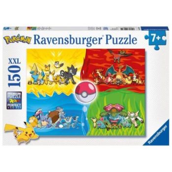 Ravensburger - Puzzle diferite tipuri de Pokemoni 150 piese XXL