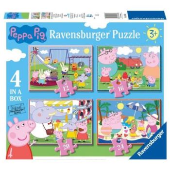 Ravensburger - Puzzle Peppa Pig 4 buc in cutie 12 16 20 24 piese