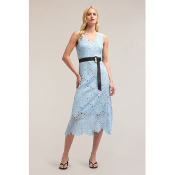 Rochie midi din dantela Sangallo