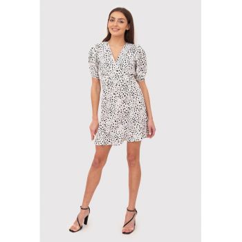Rochie mini in alb si negru cu maneci scurte DA1742 BLACK/WHITE