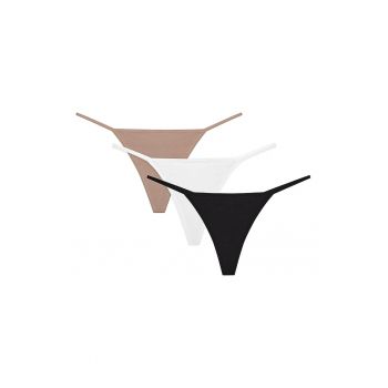 Set de chiloti tanga din amestec de bumbac - 3 Perechi