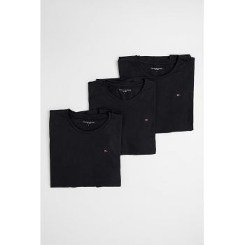 Set de tricouri din bumbac cu model uni - 3 piese