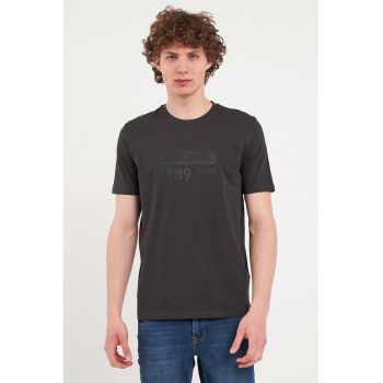Tricou din bumbac cu imprimeu text