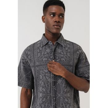 Camasa relaxed fit de bumbac si in