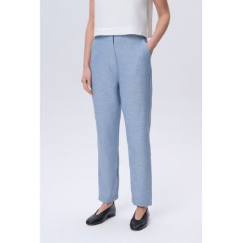 Pantaloni din amestec de bumbac cu talie inalta