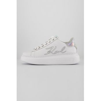 Pantofi sport din piele cu aplicatie logo metalica