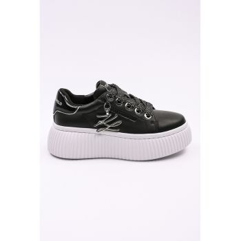 Pantofi sport flatform din piele cu accesoriu logo