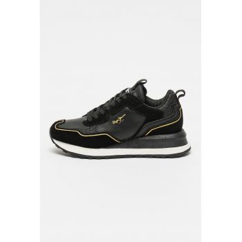Pantofi sport wedge cu garnituri de piele