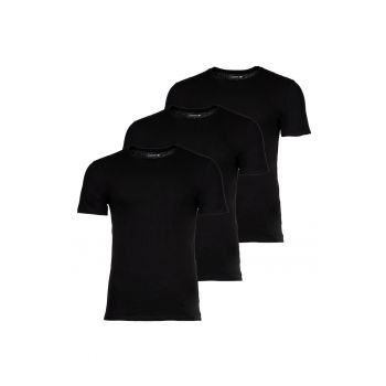 Set de tricouri slim fit din bumbac cu decolteu la baza gatului - 3 piese
